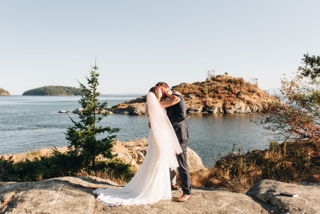 Bride and Groom on Keats Island at their West Coast Elopement Photoshoot
