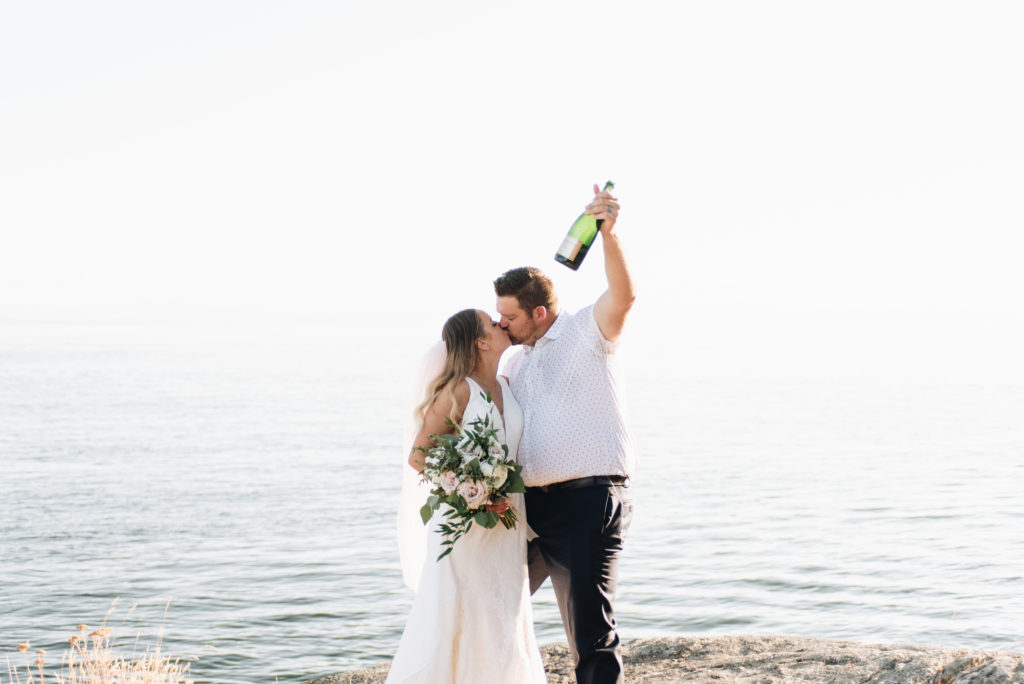 champagne at an elopement photoshoot on the west coast