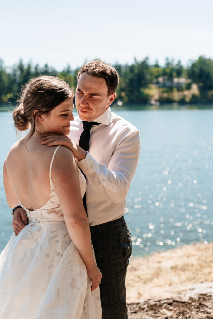 Bride and groom on their Vancouver Elopement Photoshoot on Salt Spring Island